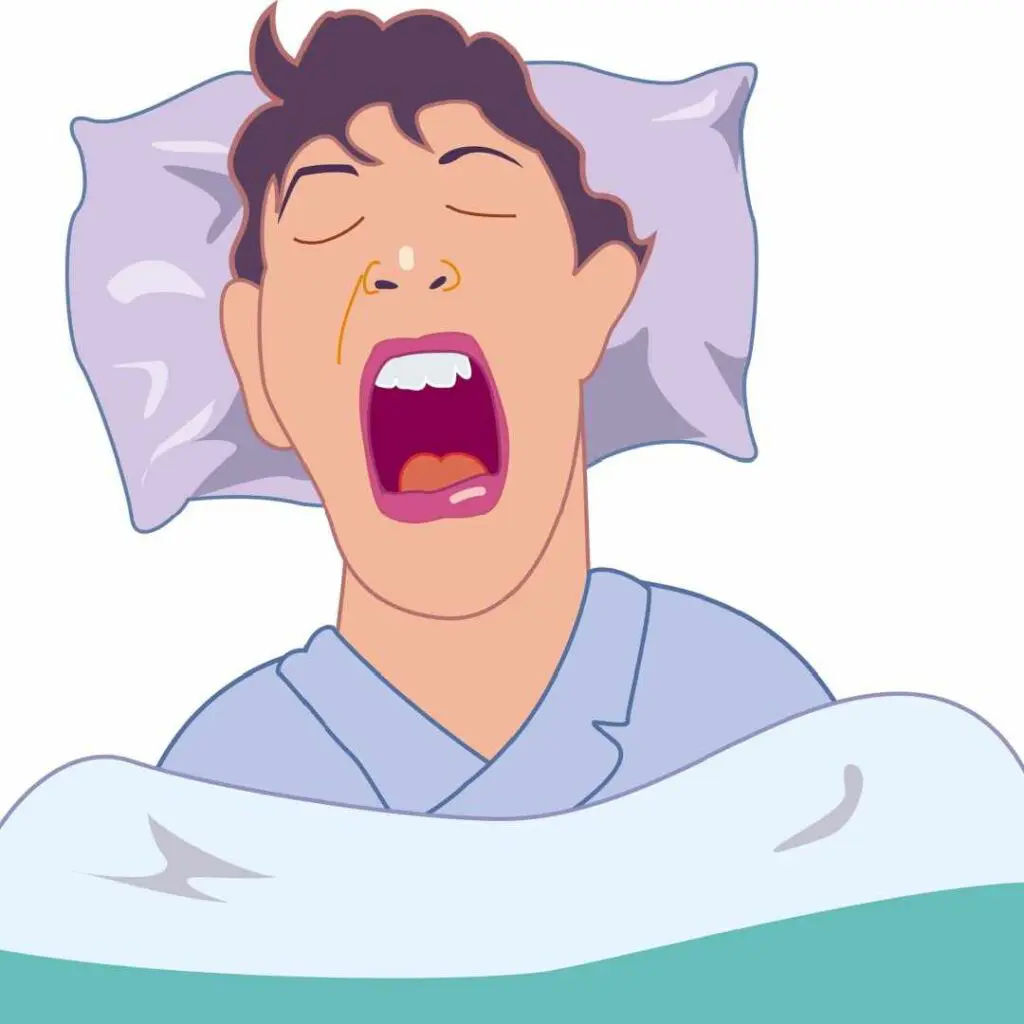 snoring teenager - Kevin O'Brien's Orthodontic Blog Person Yawning in Bed with Pillow and Blanket, Waking Up or About to Sleep in a Morning Scene